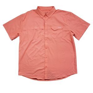 HUK Performance Fishing Tide Point Shirt Mens XL Orange Short Sleeve Outdoor